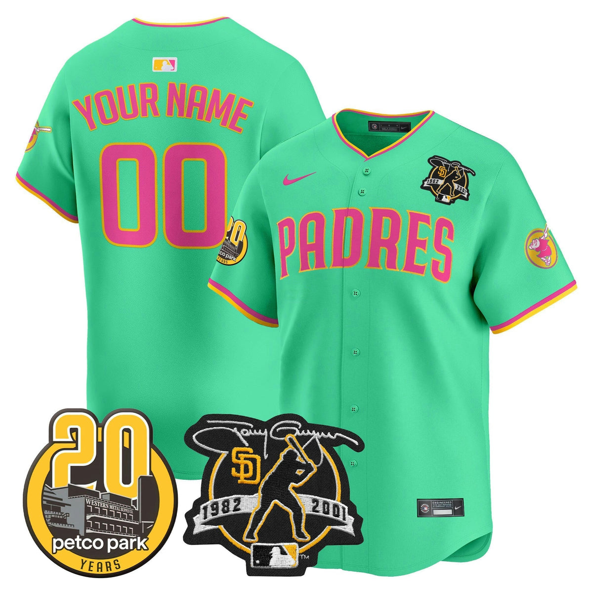 MLB Tony Gwynn & Petco Park 20th Patch Vapor Premier Limited Jersey V2