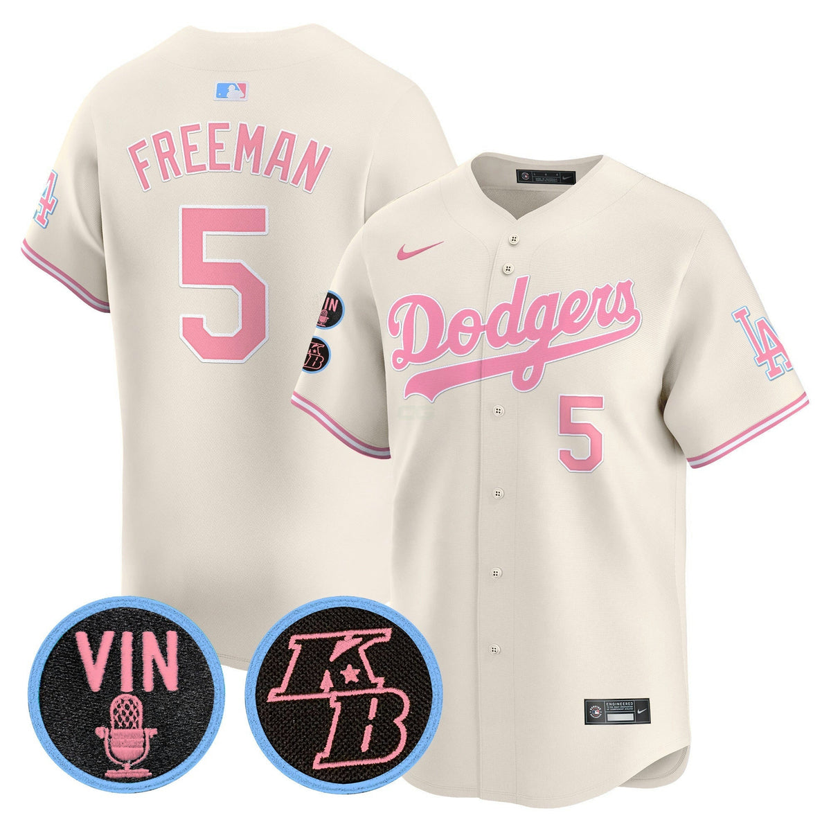 MLB Unisex Vin & Kobe Patch Bubblegum Pink Vapor Premier Limited Jersey