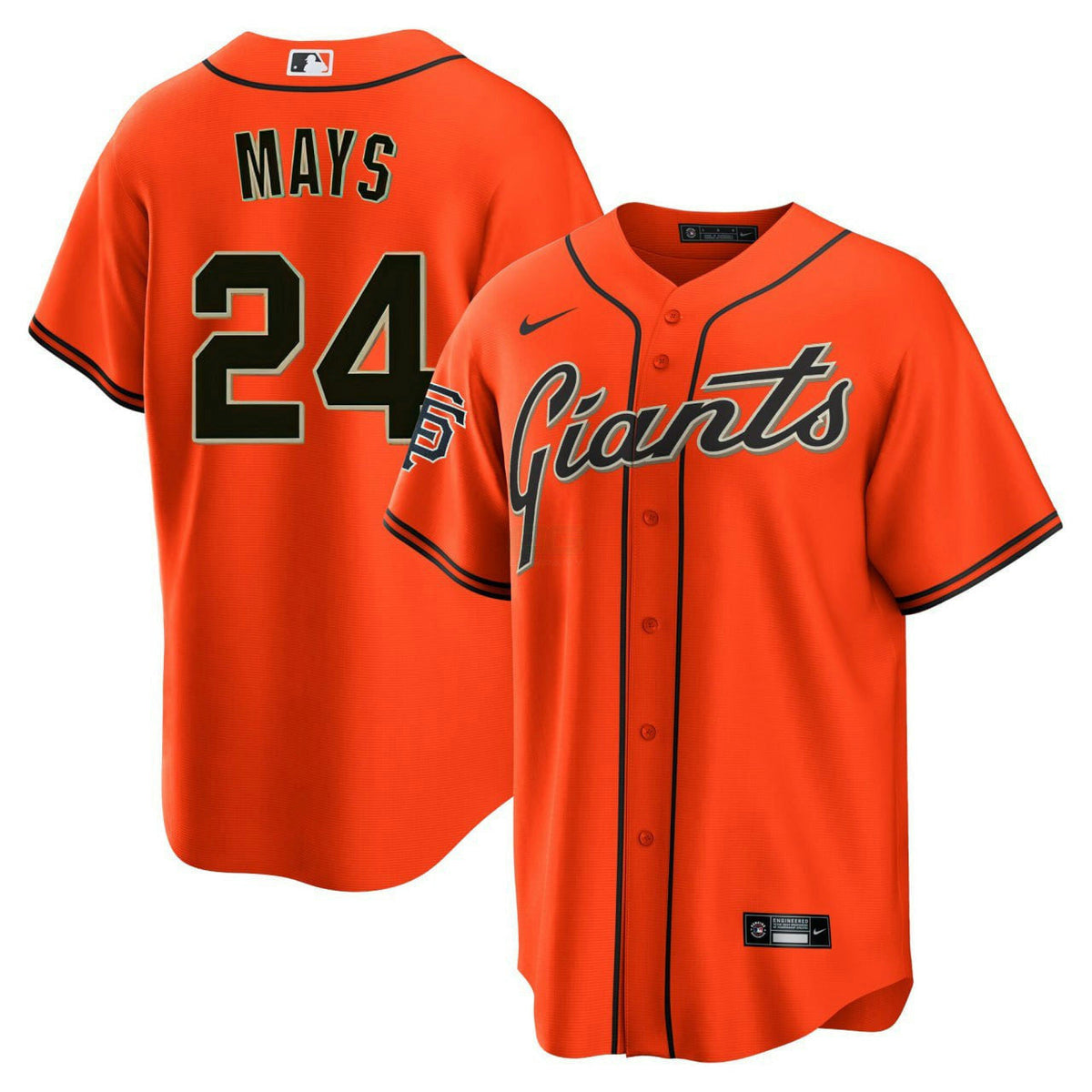 MLB Willie Mays Orange Cool Base Jersey - Orange