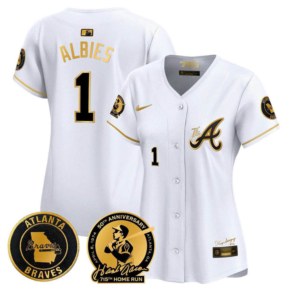 MLB Women’s Atlanta Hank Aaron 715th Home Run Patch Vapor Premier Limited Jersey V2