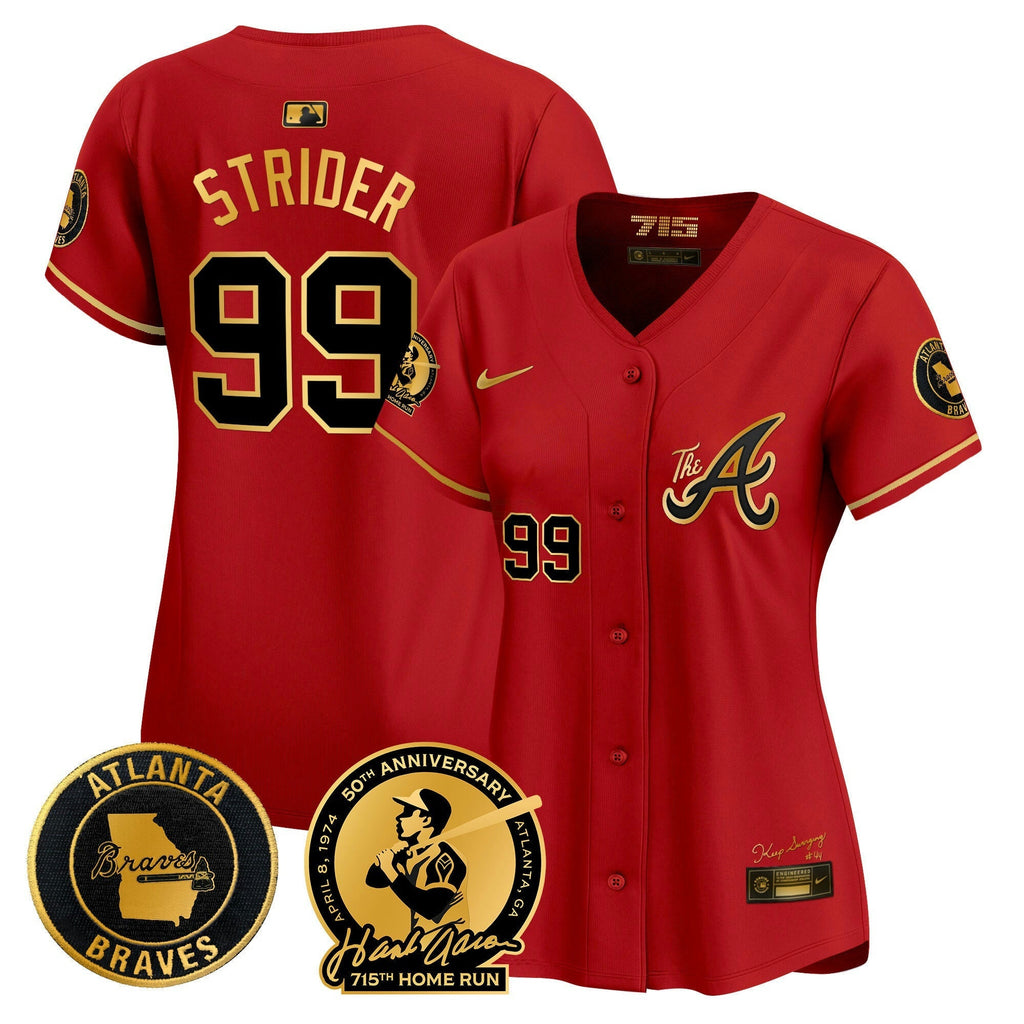 MLB Women’s Atlanta Hank Aaron 715th Home Run Patch Vapor Premier Limited Jersey V2