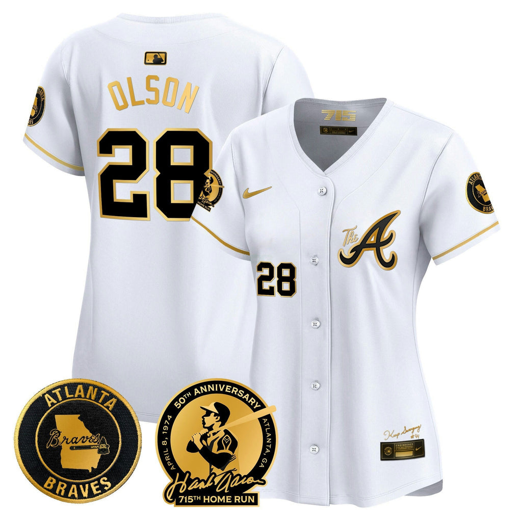 MLB Women’s Atlanta Hank Aaron 715th Home Run Patch Vapor Premier Limited Jersey V2