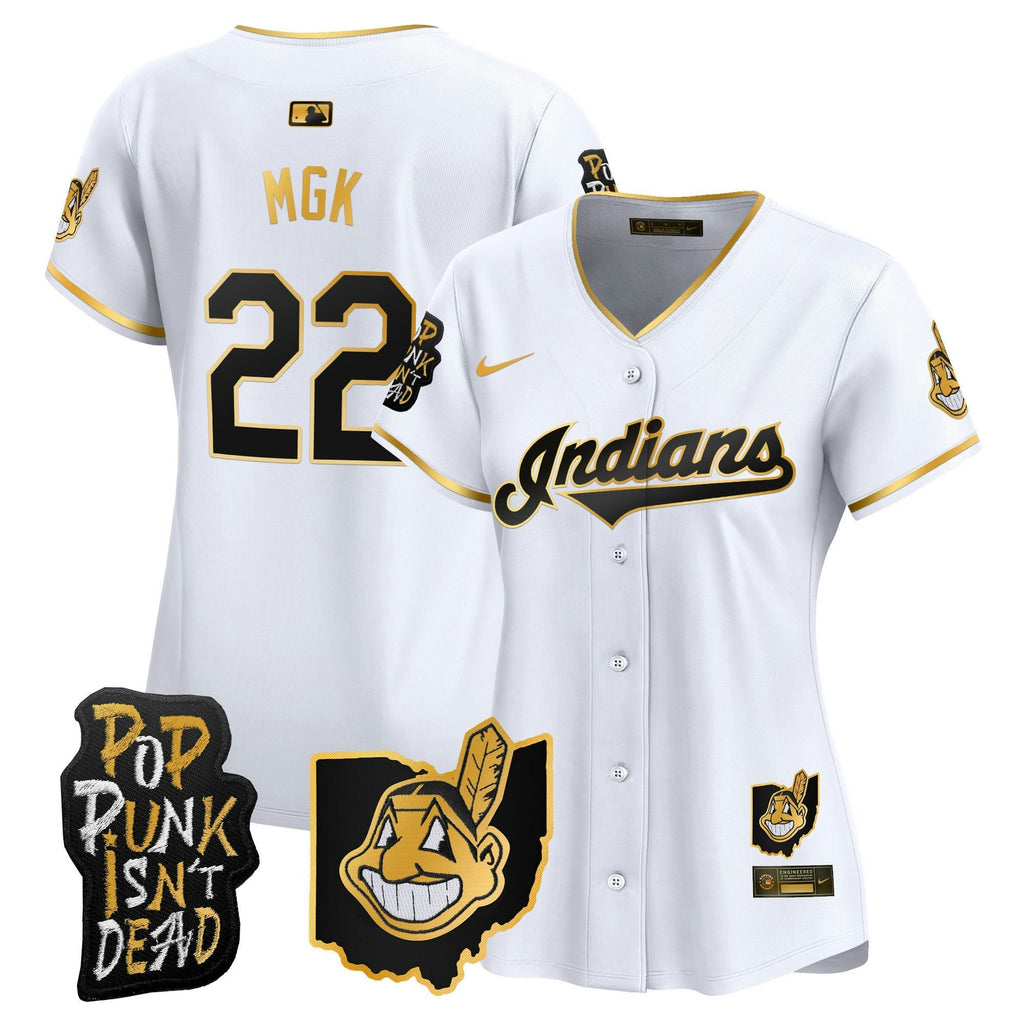 MLB Women’s Cleveland Indians MGK Patch Vapor Premier Limited Jersey