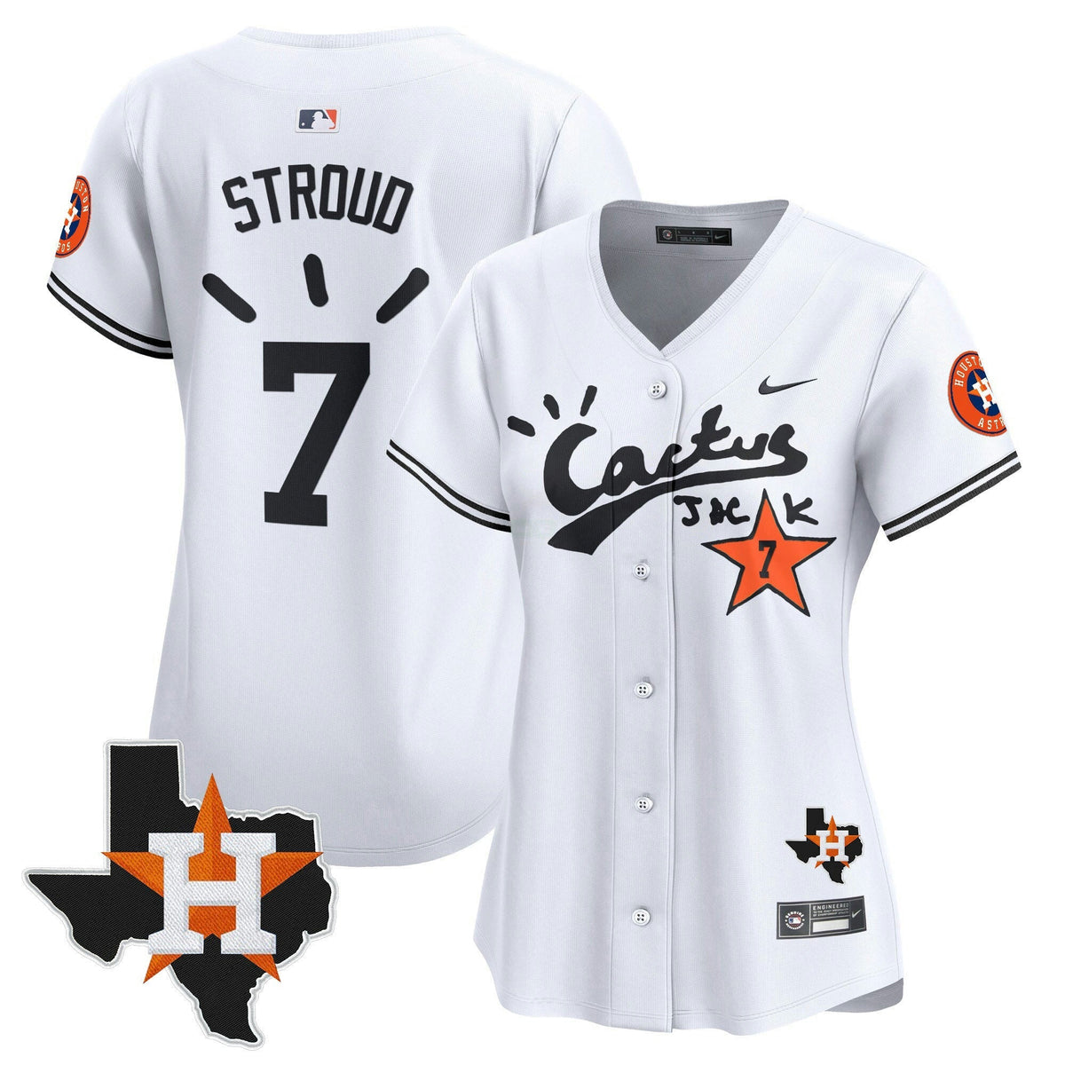 MLB Women’s Houston Cactus Jack Patch Vapor Premier Limited Jersey V10 – Stitched