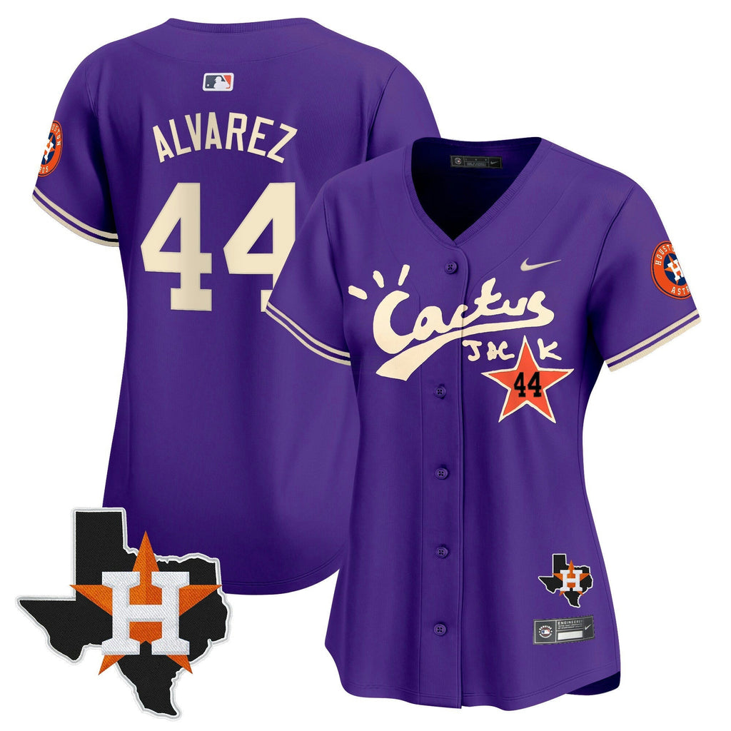 MLB Women’s Houston Cactus Jack Patch Vapor Premier Limited Jersey V11 – Stitched