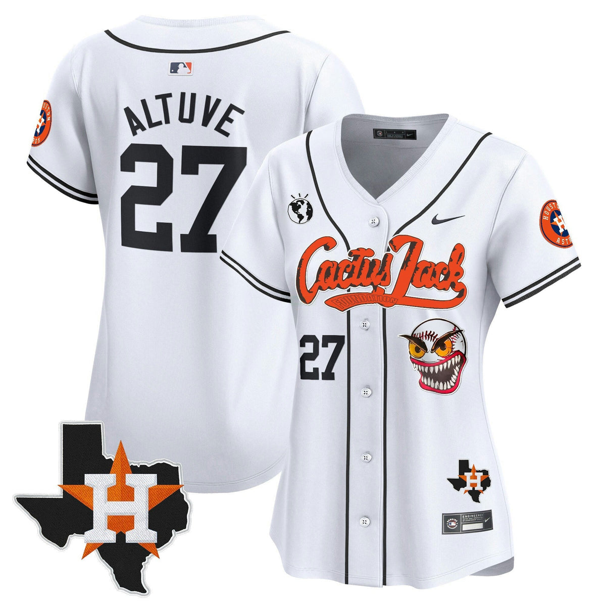 MLB Women’s Houston Cactus Jack Patch Vapor Premier Limited Jersey V6 – Stitched