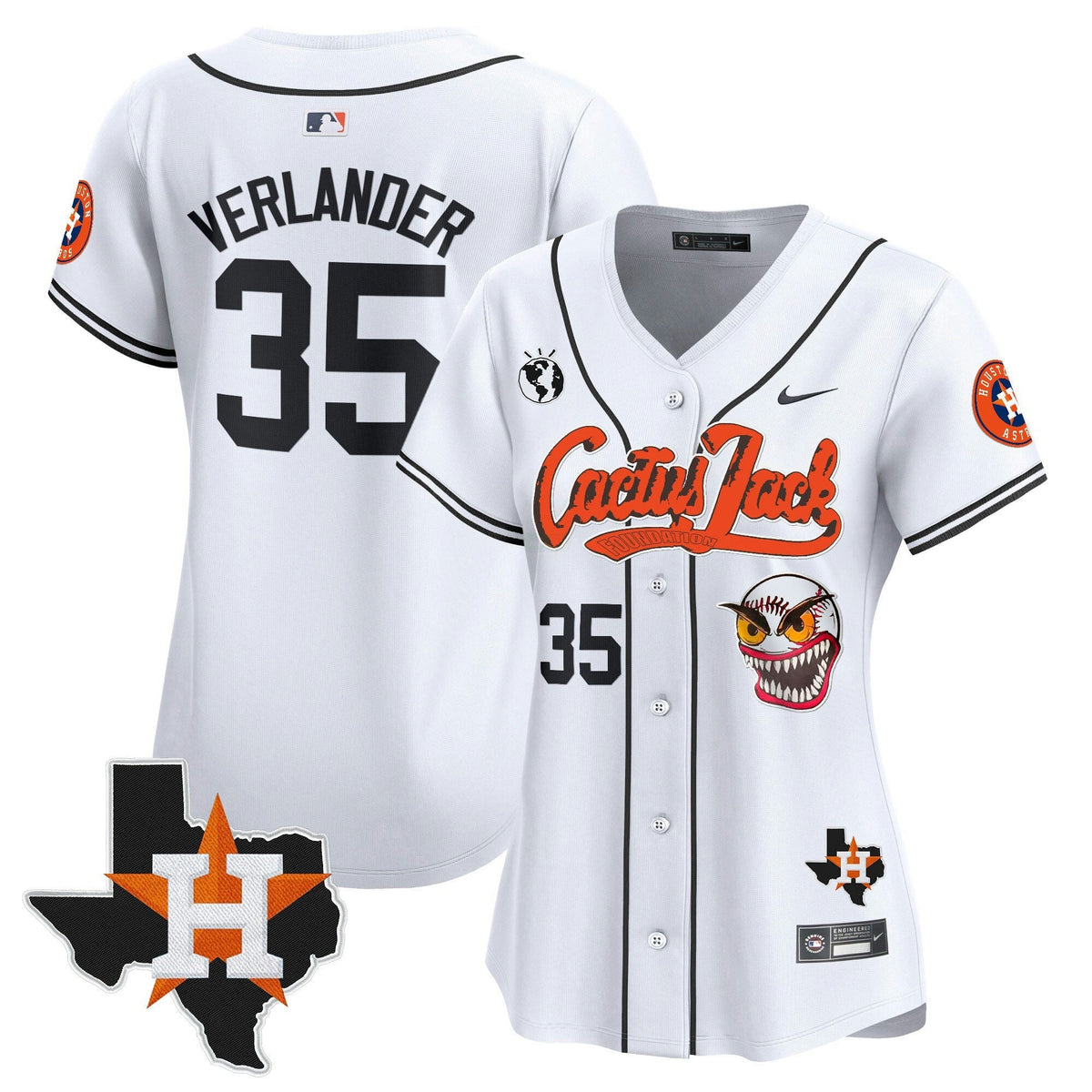 MLB Women’s Houston Cactus Jack Patch Vapor Premier Limited Jersey V6 – Stitched