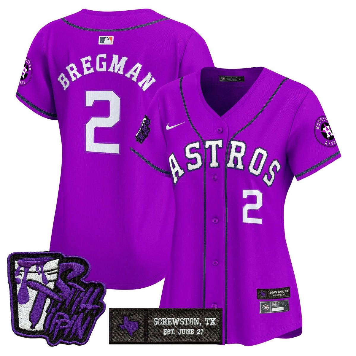 MLB Women’s Houston DJ Screw Still Tippin Purple Patch Vapor Premier Limited Jersey