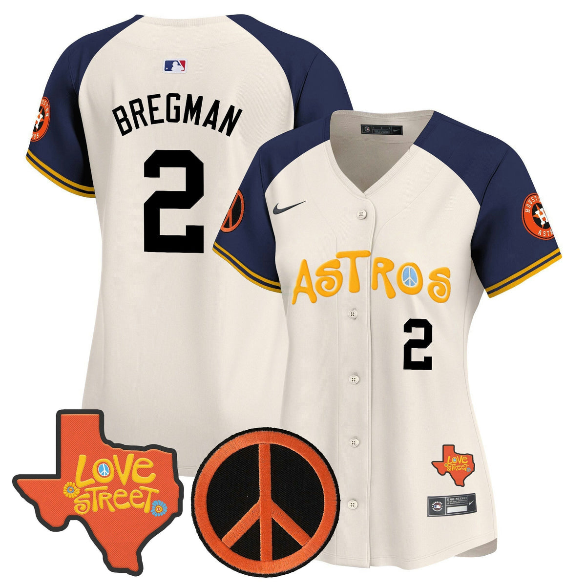 MLB Women’s Love Street & Peace Sign Patch Vapor Premier Limited Jersey
