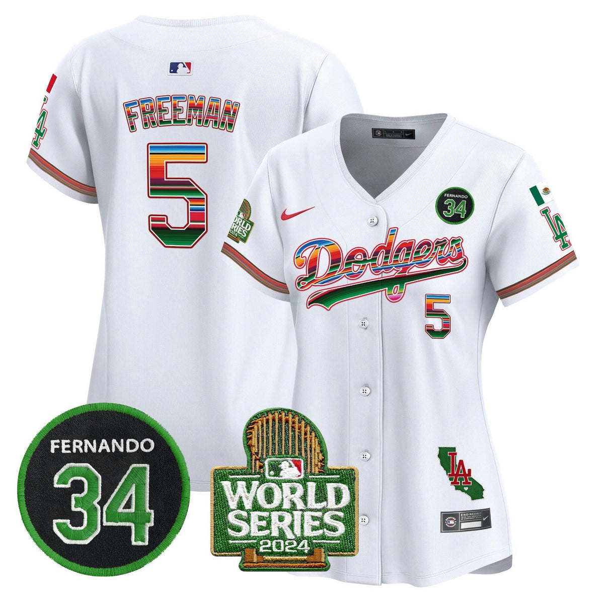 MLB Women’s Mexico Fernando Memorial & 2024 World Series Patch Vapor Premier Limited Jersey
