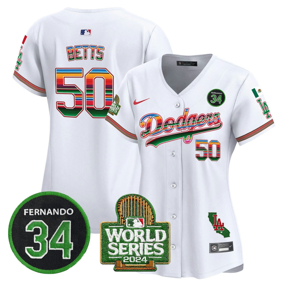 MLB Women’s Mexico Fernando Memorial & 2024 World Series Patch Vapor Premier Limited Jersey