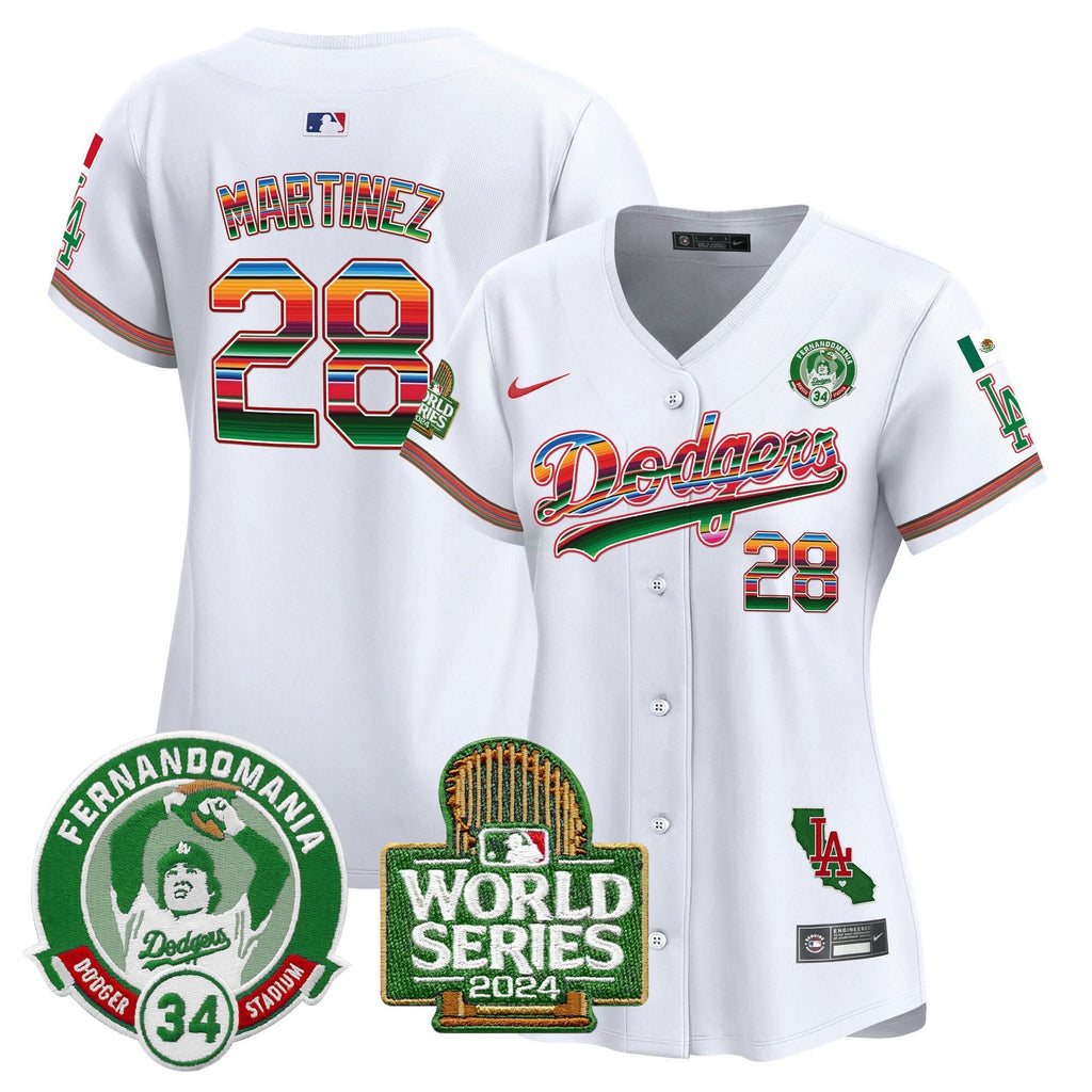 MLB Women’s Mexico Fernando Valenzuela & 2024 World Series Patch Vapor Premier Limited Jersey