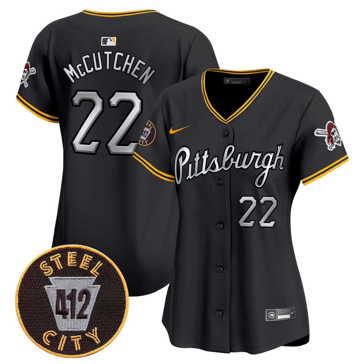 MLB Women’s Pittsburgh 412 Patch Vapor Premier Limited Jersey V7