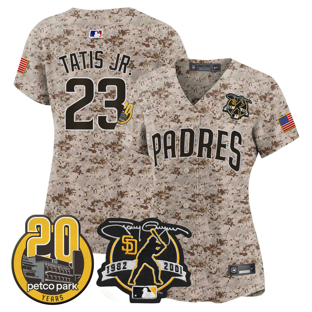 MLB Women’s Tony Gwynn & Petco Park 20th Patch USMC Vapor Premier Limited Jersey