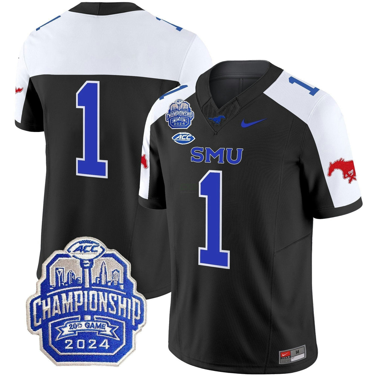 NCAA SMU Mustangs 2024 ACC Championship Patch Vapor Limited Jersey