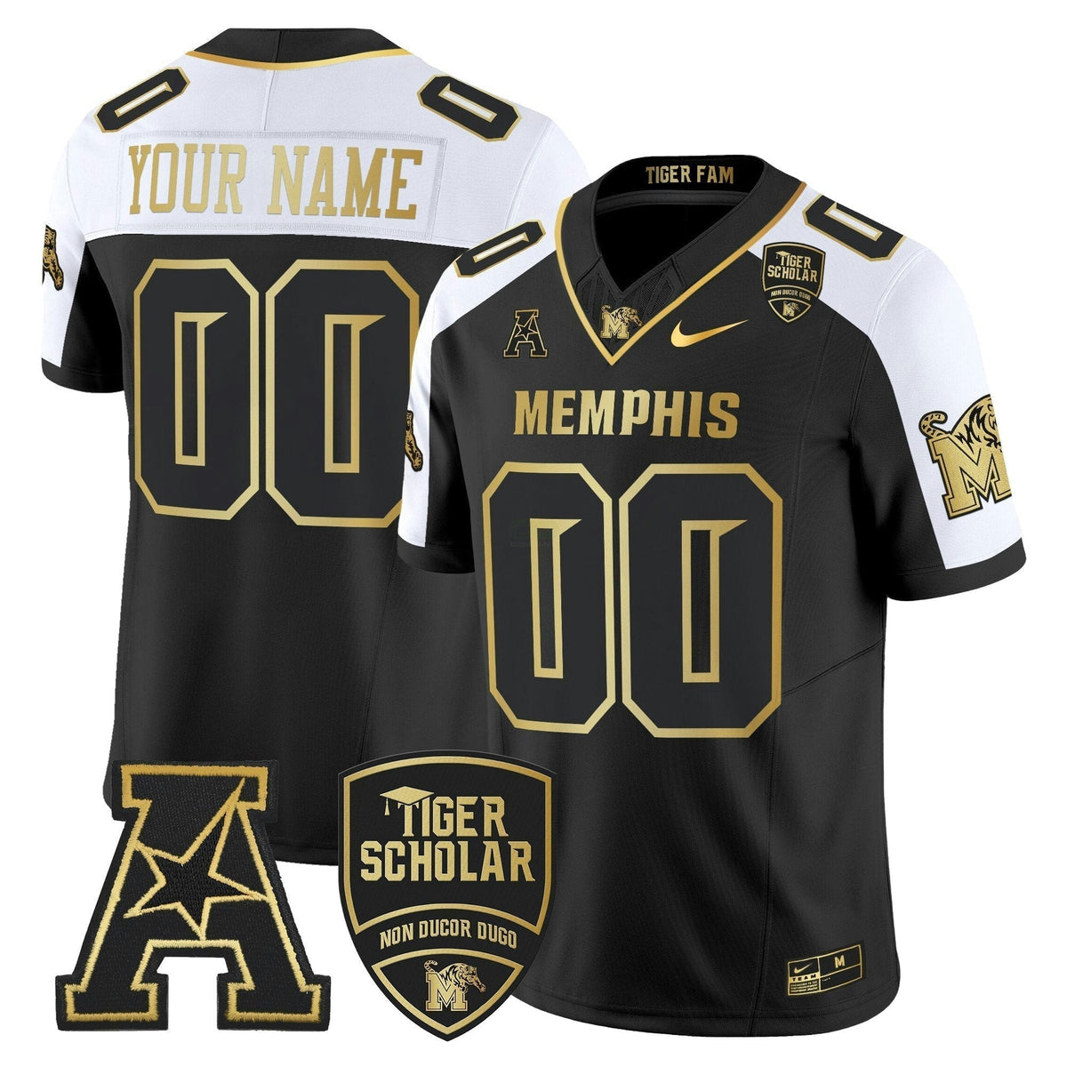 NCAA Memphis Tigers 2024 Gold Vapor Limited Jersey - Custom