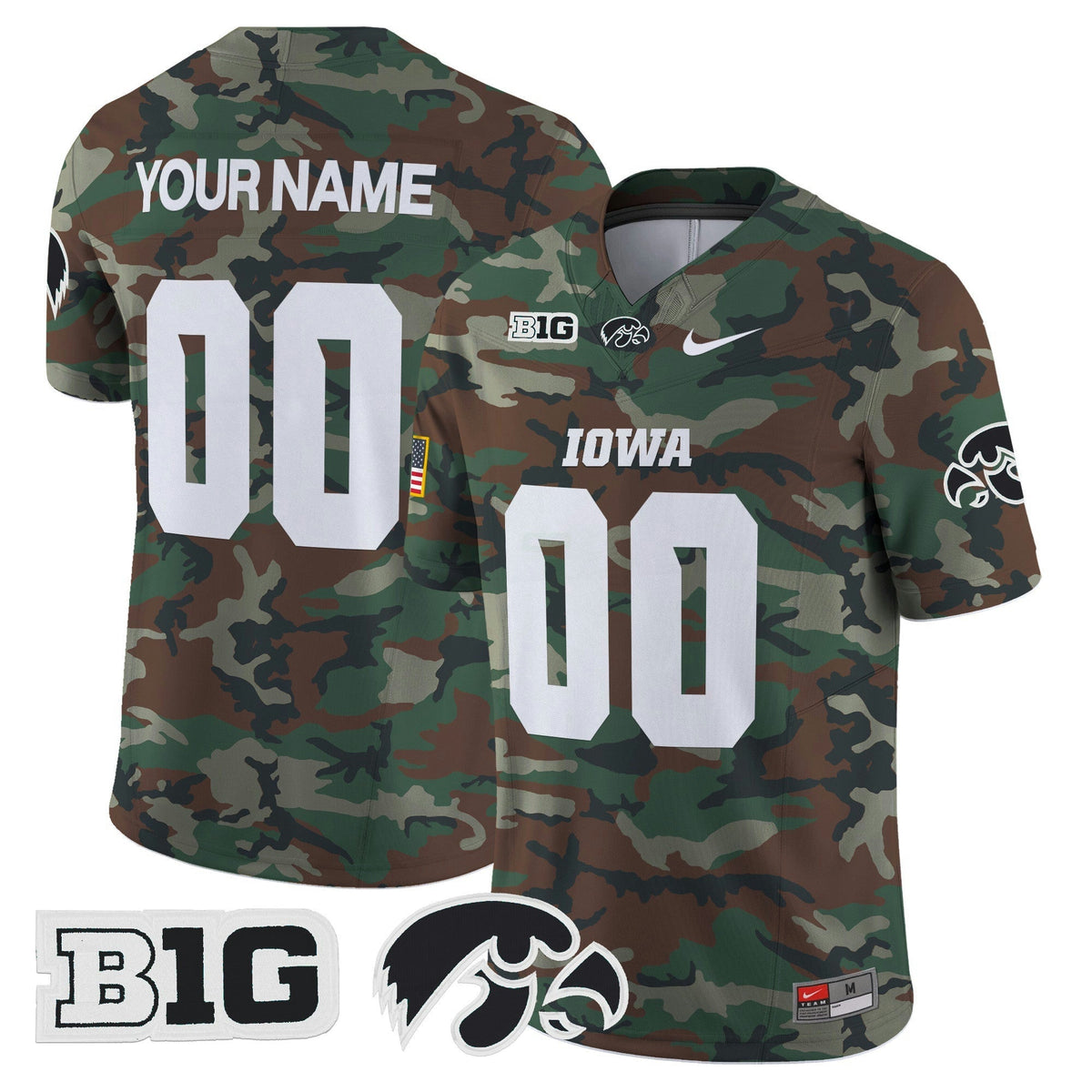 NCAA Iowa Hawkeyes 2024 Military Vapor Limited Jersey - Custom