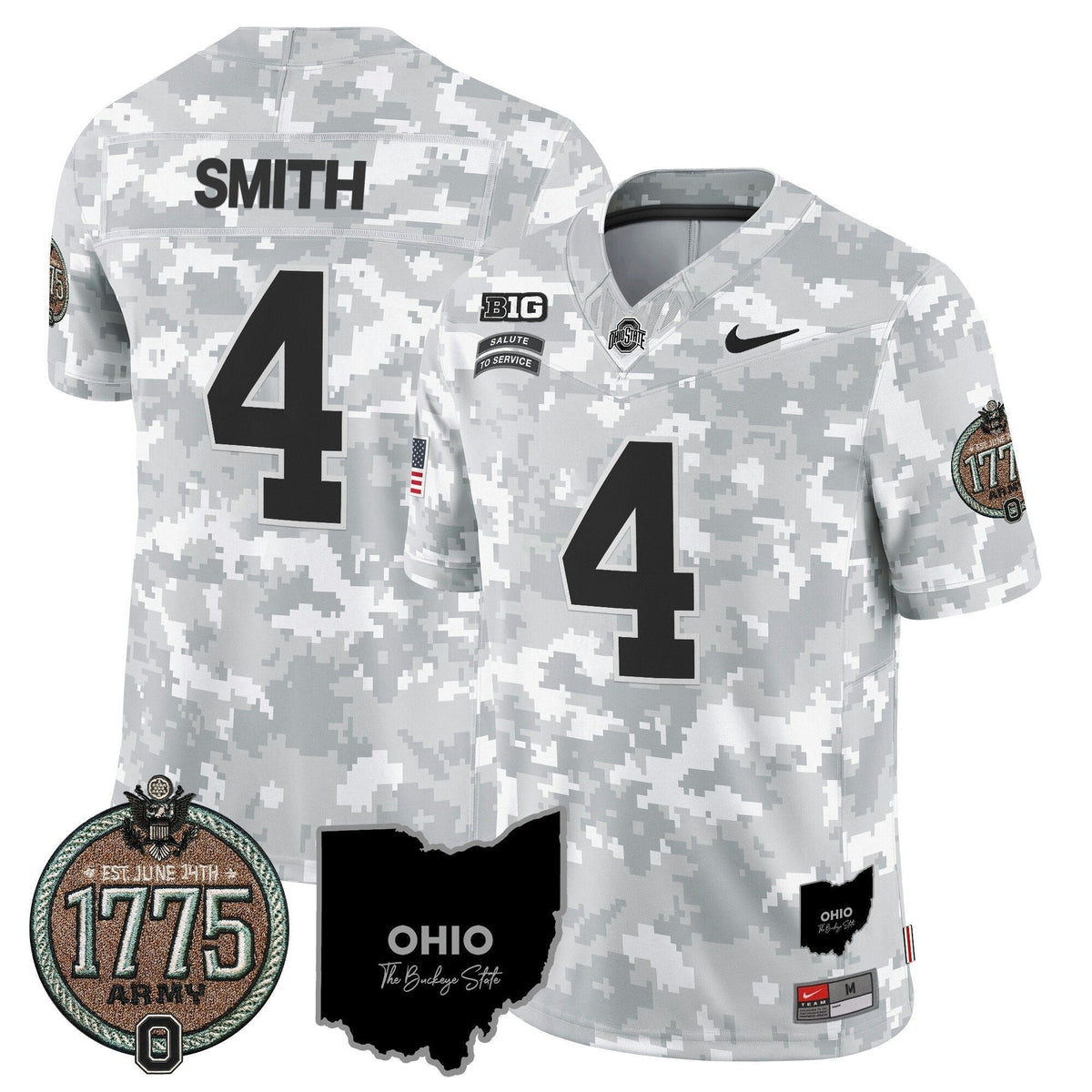 NCAA Ohio State Buckeyes 2024 Salute to Service Establishment Year Patch Vapor Limited Jersey