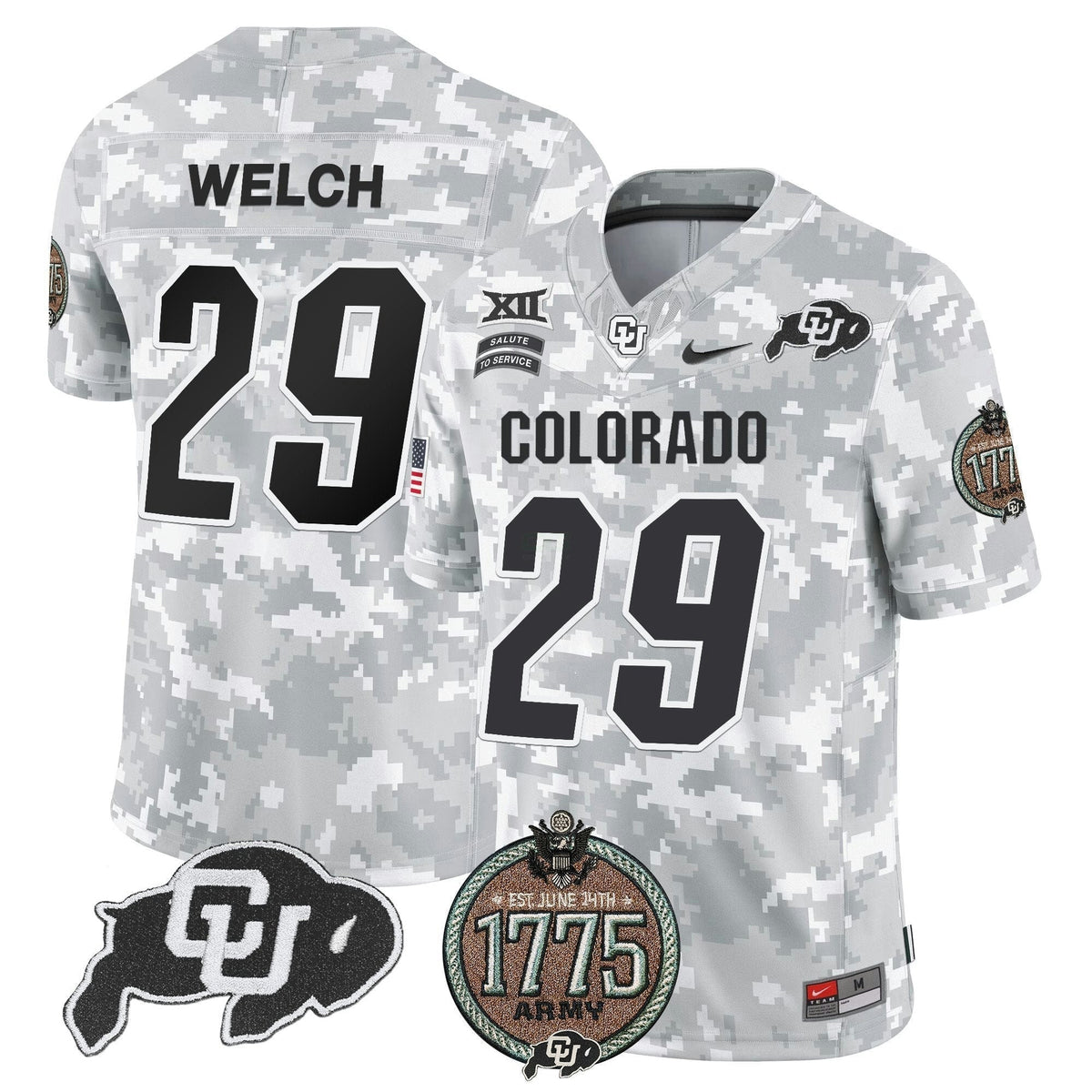 NCAA Colorado Buffaloes 2024 Salute to Service Establishment Year Patch Vapor Limited Jersey