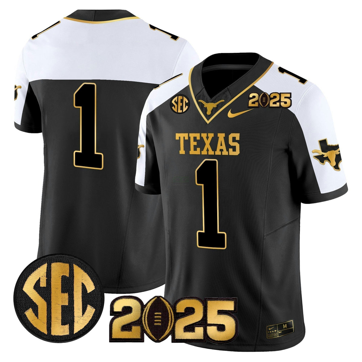NCAA 2025 College Football Playoff Final Gold Patch Vapor Limited Jersey