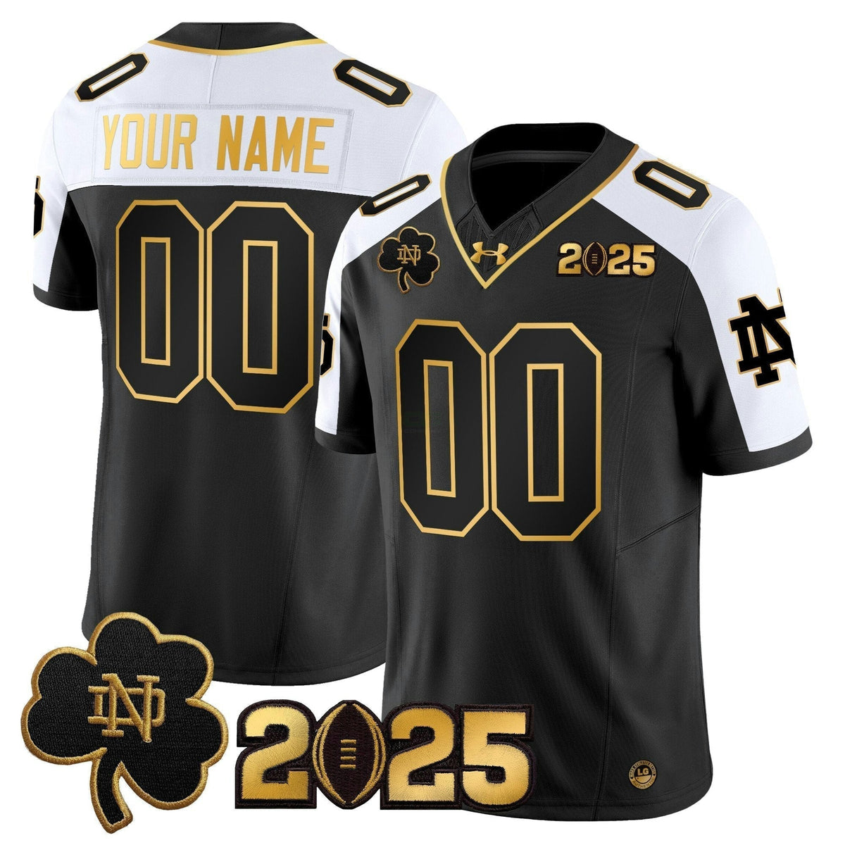NCAA 2025 College Football Playoff Final Patch Gold Vapor Limited Jersey - Custom