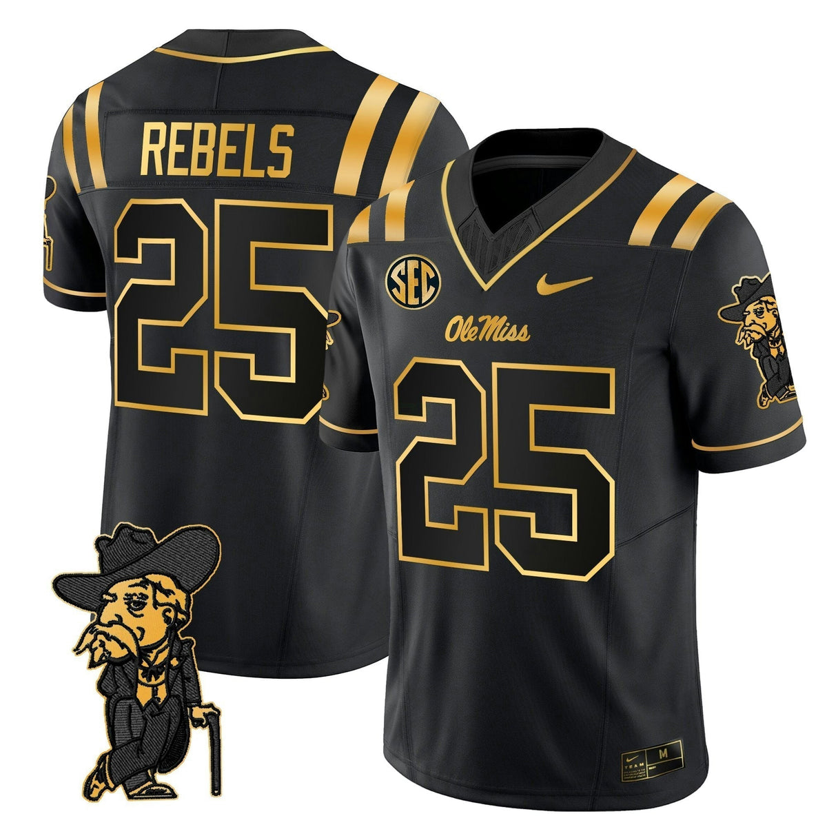 NCAA Ole Miss Rebels 2025 Gold Vapor Limited Jersey
