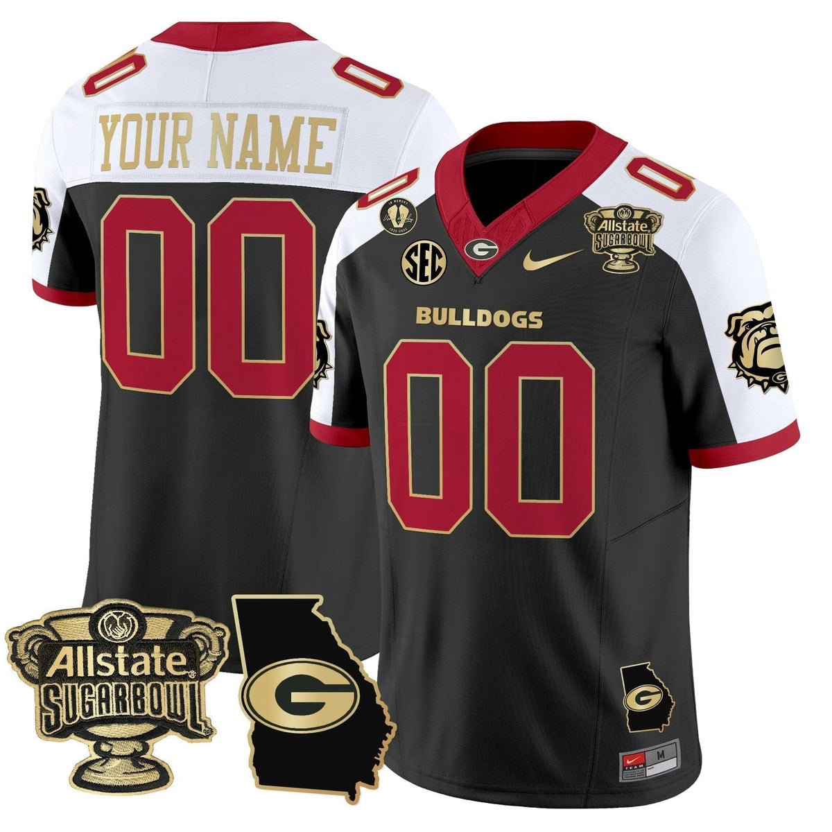 NCAA 2025 Sugar Bowl & Georgia Map Patch Vapor Limited Jersey N2 - Custom