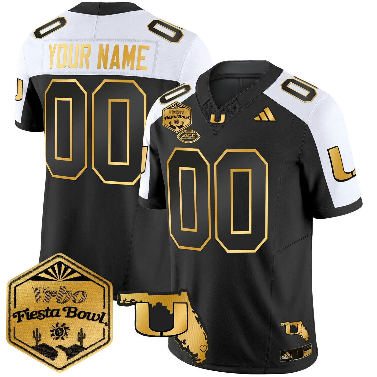 NCAA 2026 The Fiesta Bowl & Florida Patch Gold Vapor Limited Jersey - Custom