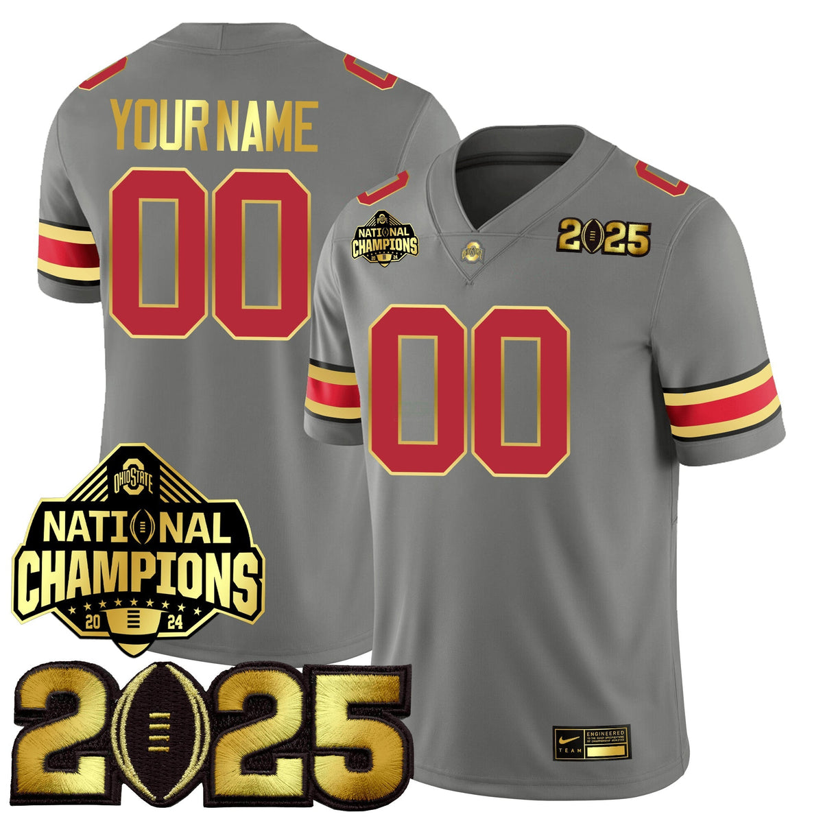 NCAA Custom Gold Edition Jersey - College Football Playoff Final + National Champions Patch