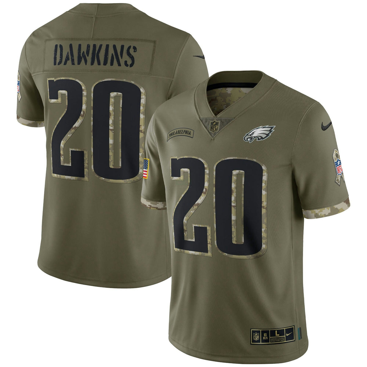 Jersey NFL Philadelphia Eagles 2022 Salute To Service Retired Player Limited – Olive