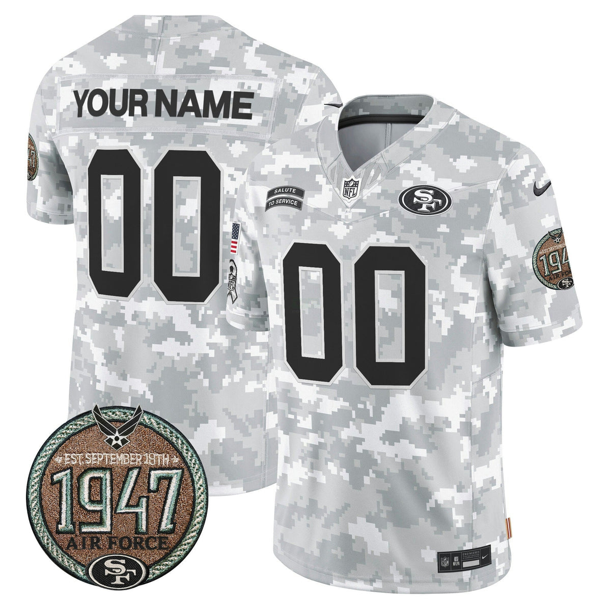 NFL San Francisco 49ers 2024 Salute to Service Establishment Year Patch Vapor Limited Jersey