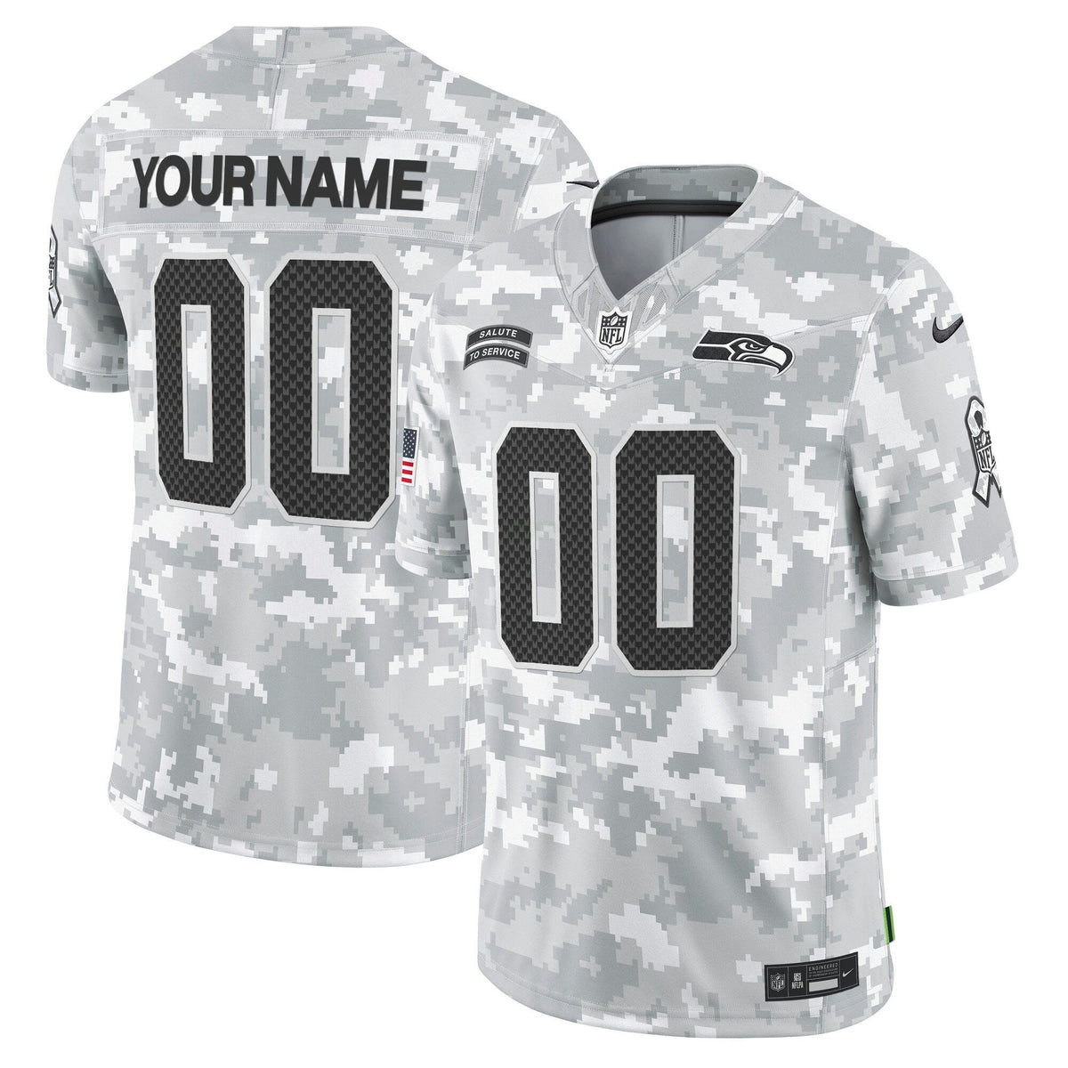 NFL Seattle Seahawks 2024 Salute to Service Vapor Limited Jersey – Arctic Camo - Custom