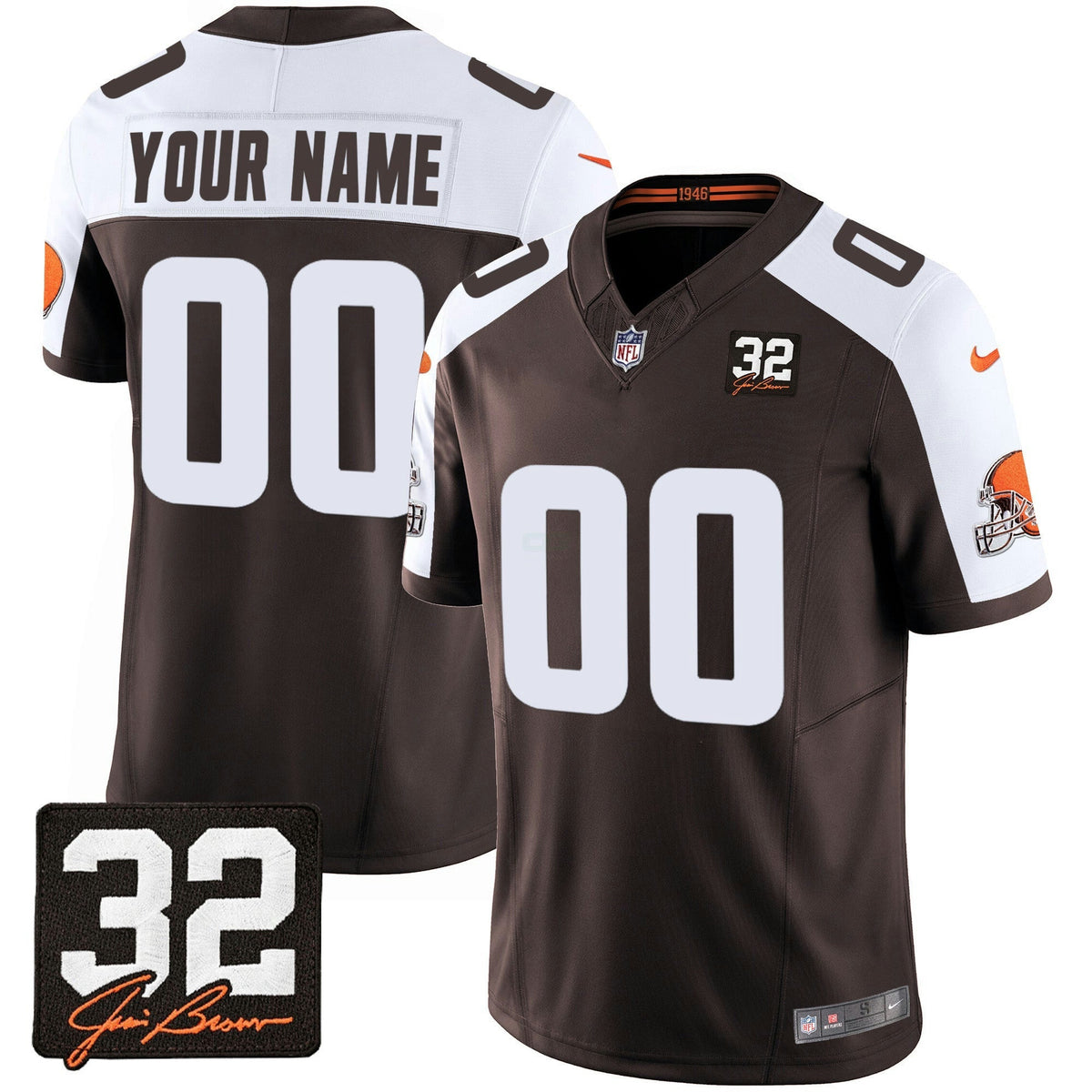 NFL #32 Jim Brown Memorial Patch Jersey