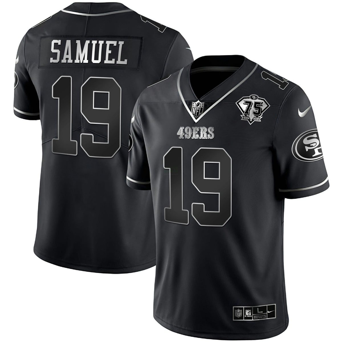Jersey NFL 75th Anniversary Patch Black Silver Limited
