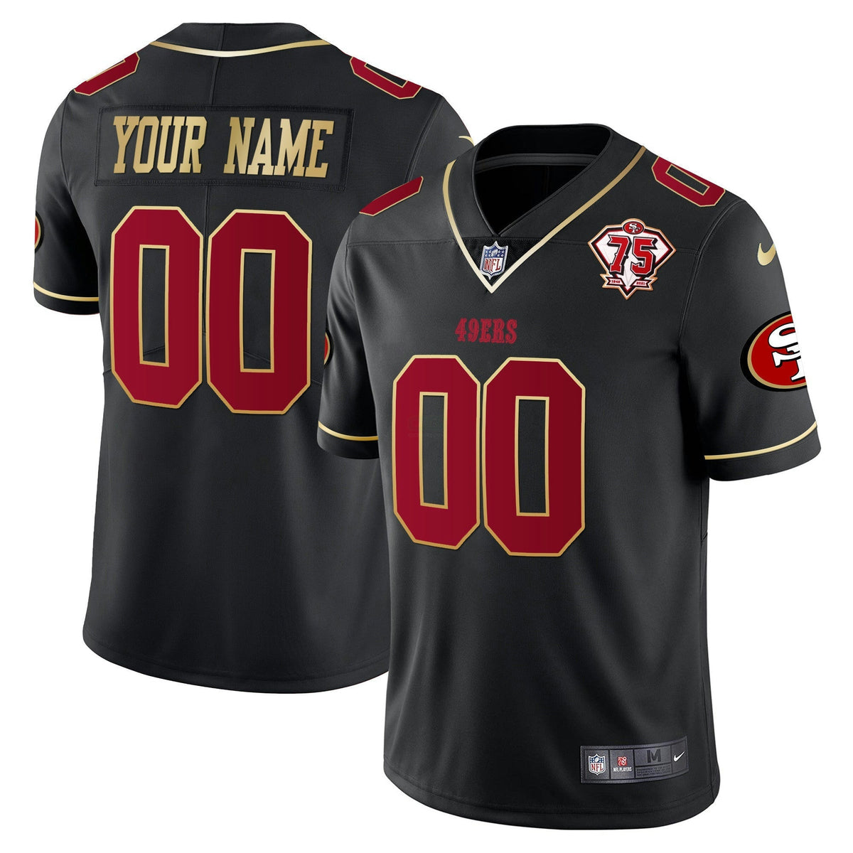 NFL 75th Anniversary Patch Vapor Gold Trim Jersey V2