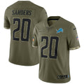NFL Barry Sanders Olive Detroit 2022 Salute To Service Limited Jersey - Salute To Service