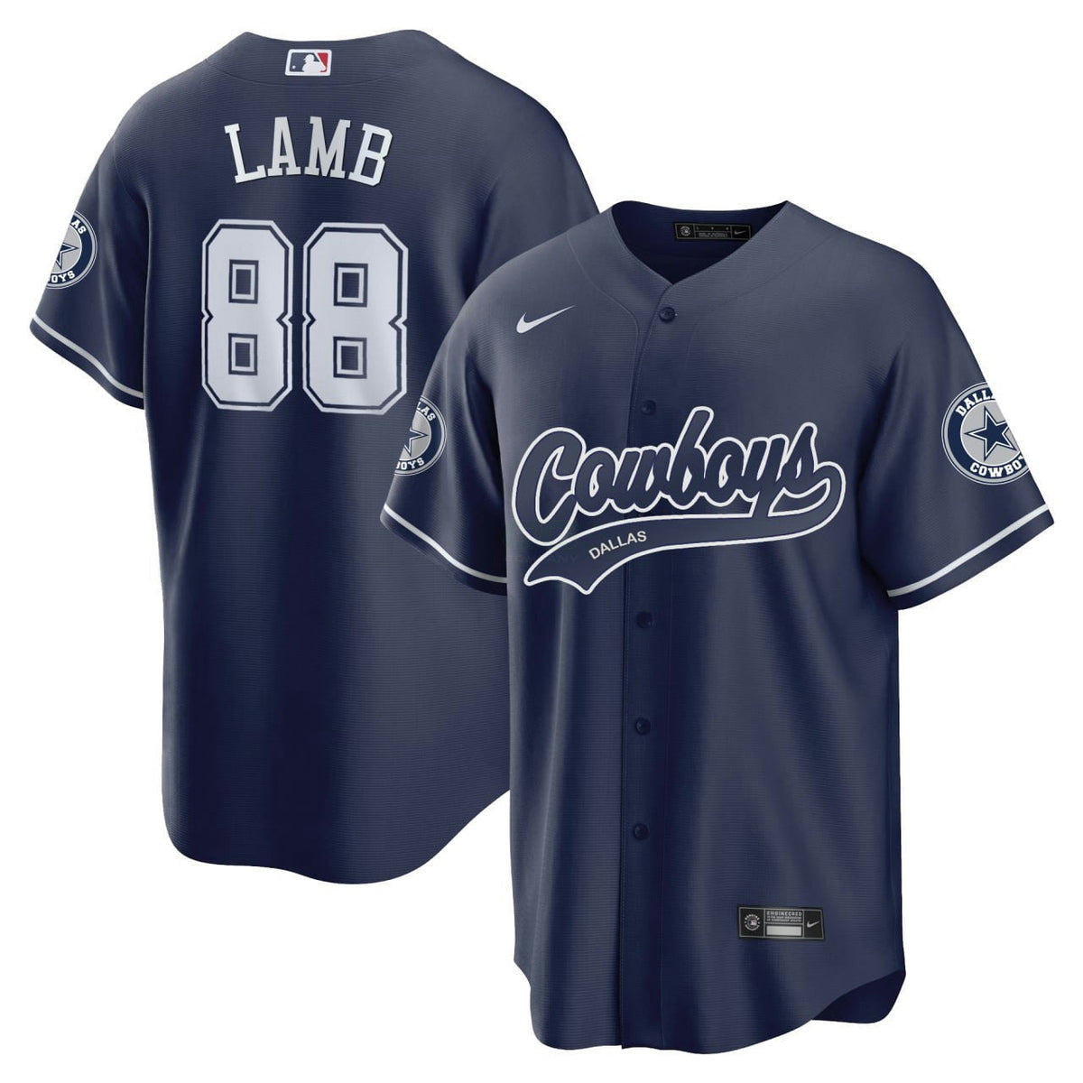 NFL CeeDee Lamb Dallas Baseball Navy Jersey - CeeDee Lamb