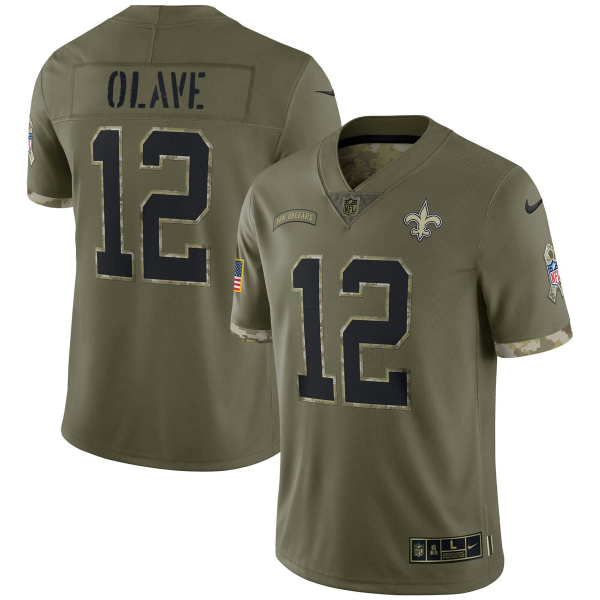 NFL Chris Olave New Orleans Salute To Service Jersey - Salute To Service