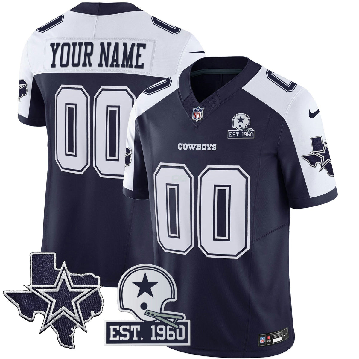 NFL Cowboys Throwback Texas Patch Vapor Limited Jersey