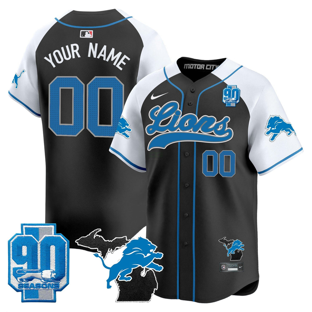 NFL Detroit 2024 Michigan & 90th Season Patch Jersey