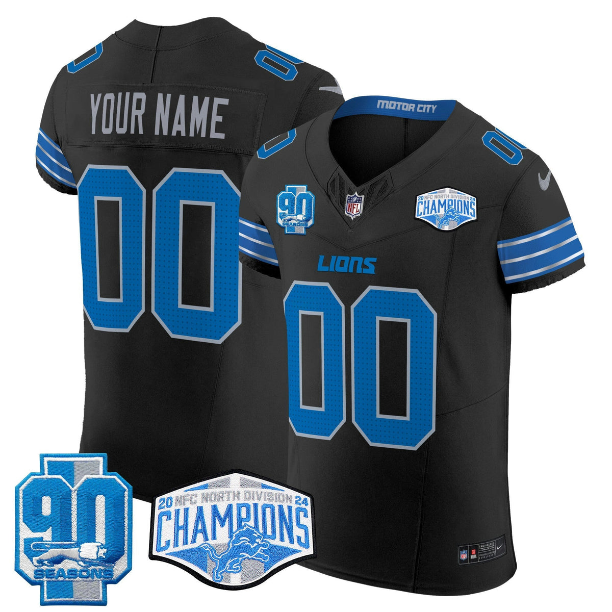 NFL Detroit 2024 NFC North Division Champions Patch Vapor Elite Jersey