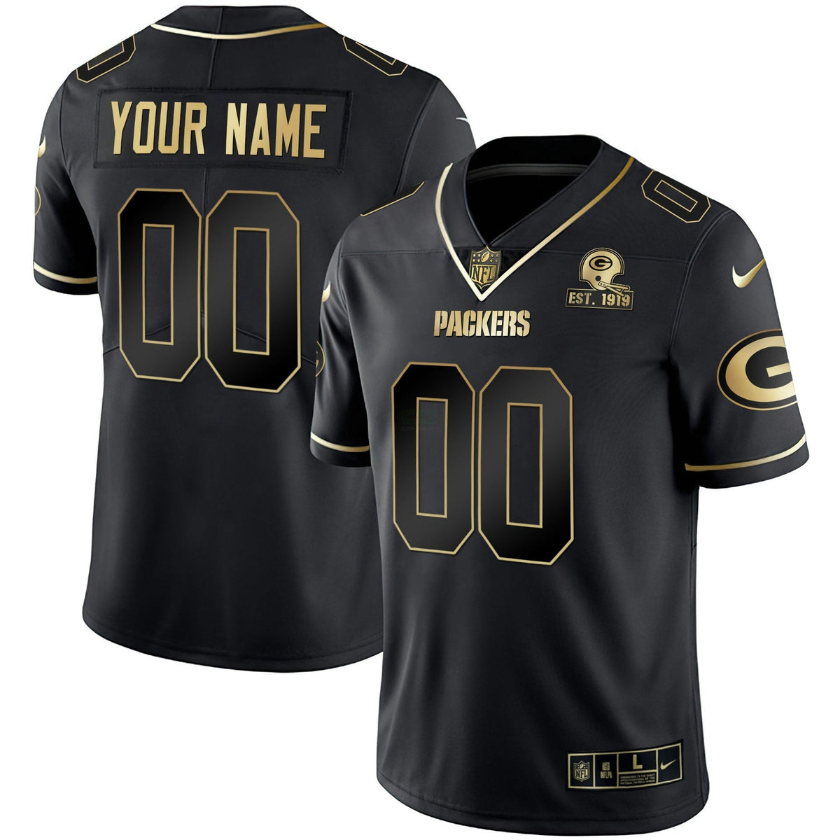 NFL Gold Est 1919 Patch Custom Name & Number Jersey