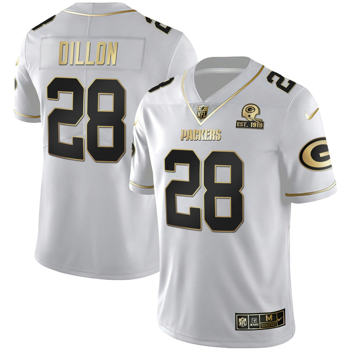 NFL Green Bay White Gold Jersey Est 1919 Patch