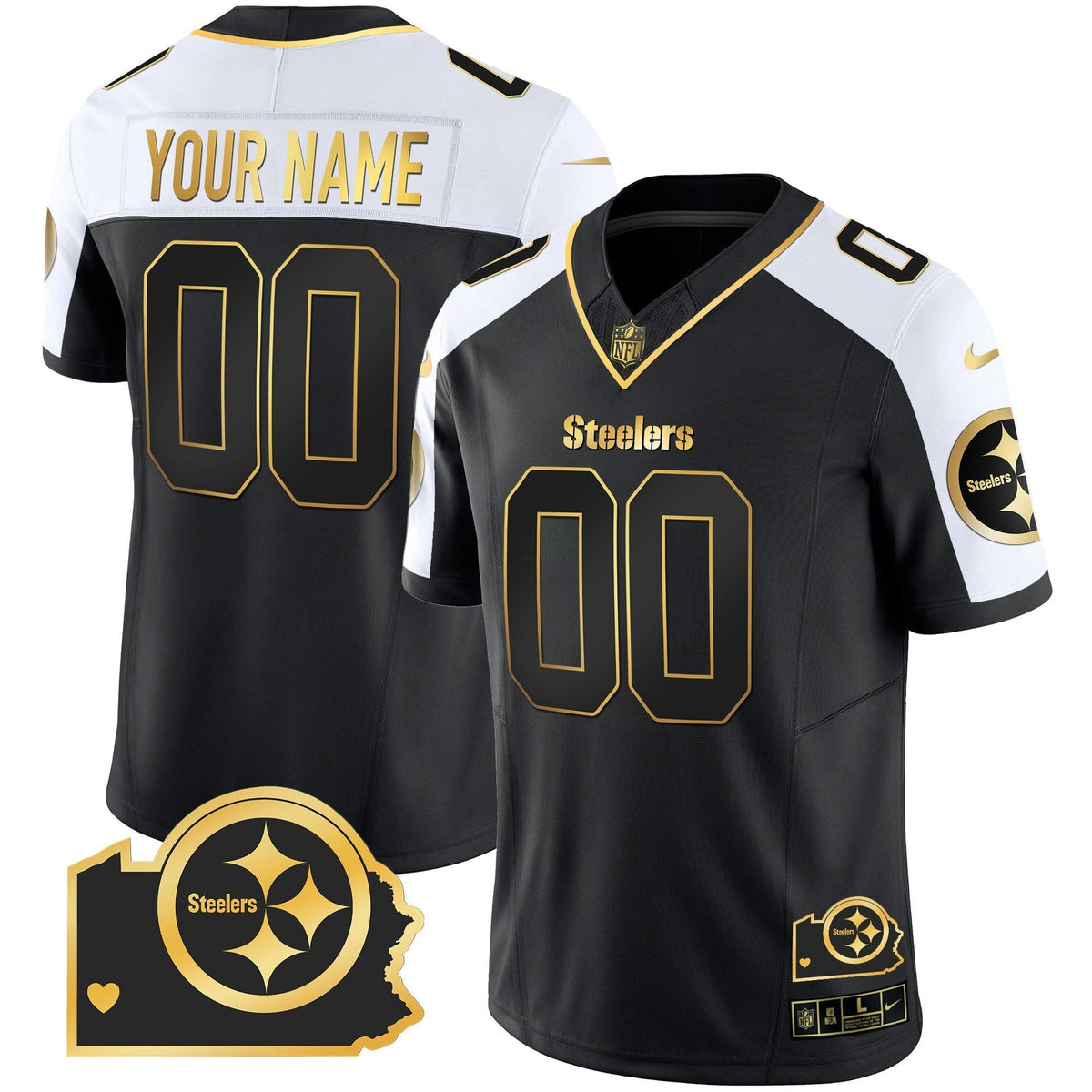 NFL Pittsburgh Steelers Home Patch Gold Vapor Jersey