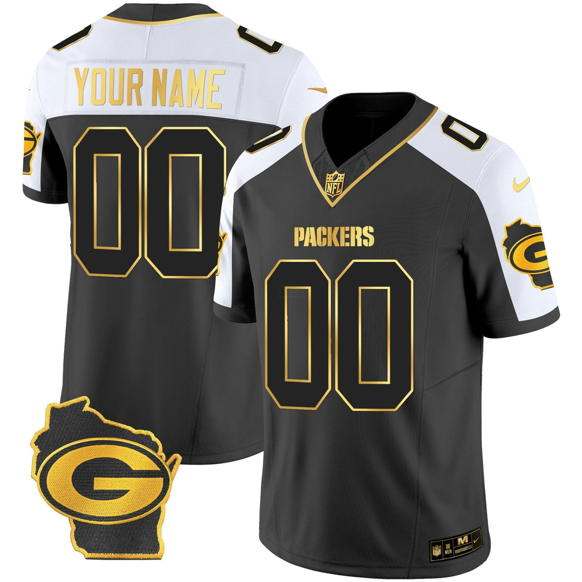 NFL Green Bay Packers Home Patch Gold Vapor Jersey