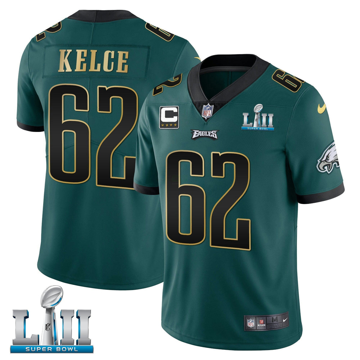 Jersey NFL Jason Kelce Super Bowl LII Patch Green Vapor Limited