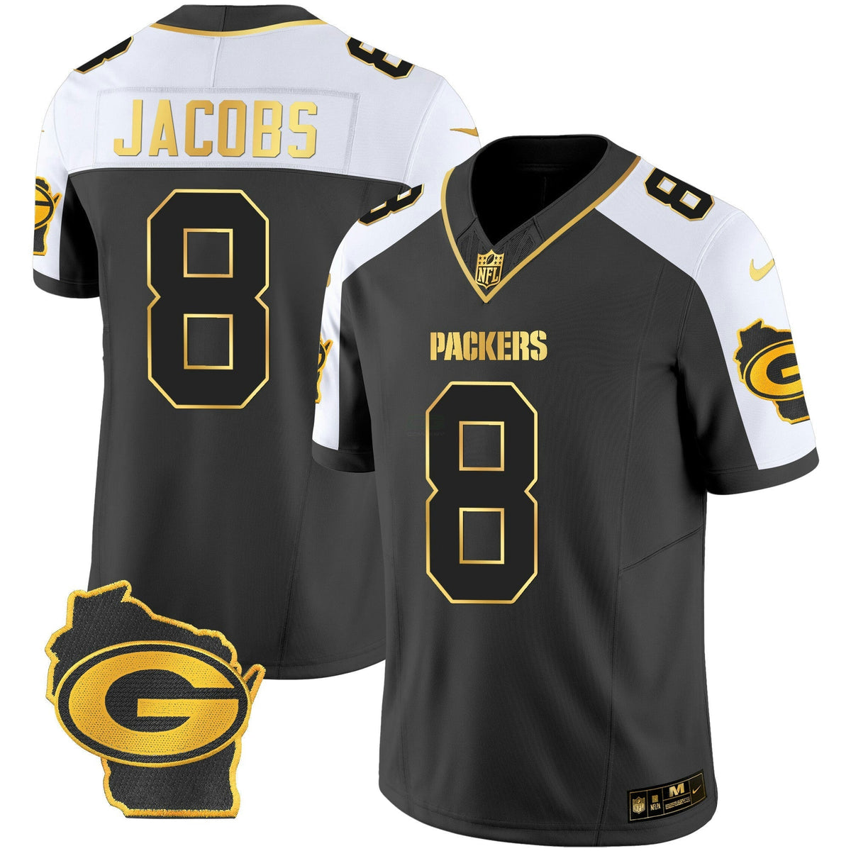 NFL Josh Jacobs Home Patch Gold Vapor Jersey