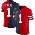 NFL Justin Fields Chicago Ohio State Buckeyes Split Jersey - Navy Blue Red