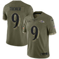 NFL Justin Tucker Baltimore Olive 2022 Salute To Service Jersey