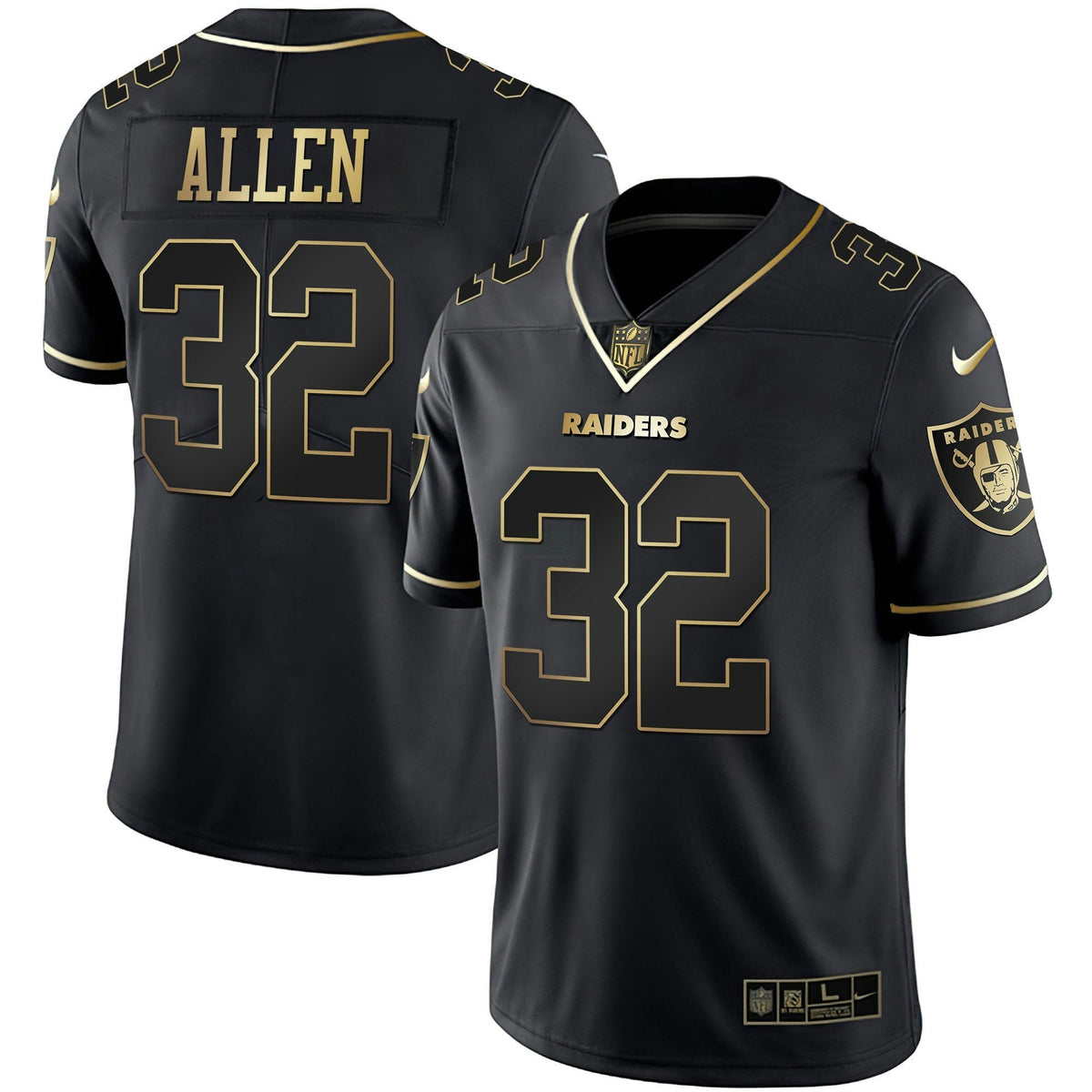 NFL Marcus Allen White Gold & Black Gold Jersey